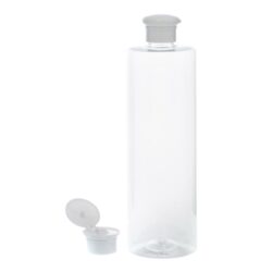 Botella 500 ml PET Transparente con Tapón Bisagra Seta Blanco (24/410) - Botellas PET