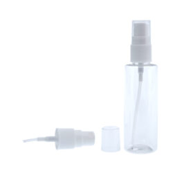 Botella 60 ml PET Cilíndrica Transparente con Vaporizador Blanco (18/415) (Amenities) - Botellas PET