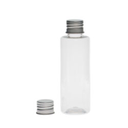 Botella 60 ml PET Cilíndrica Transparente con Tapón Aluminio (18/415) (Amenities) - Amenities