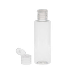 Botella 60 ml PET Cilíndrica Transparente con Tapón Bisagra Traslúcido (18/415) (Amenities) - Amenities
