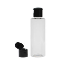 Botella 60 ml PET Cilíndrica Transparente con Tapón Bisagra Negro (18/415) (Amenities) - Amenities