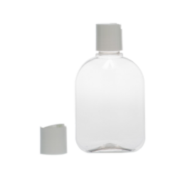 Botella 250 ml PET Petaca Transparente con Tapón Disc-Top Blanco (28/410) - Botellas PET