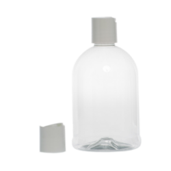 Botella 500 ml PET Campana Transparente con Tapón Disc-Top Blanco (28/410) - Botellas PET