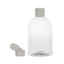 Botella 500 ml PET Campana Transparente con Tapón Bisagra Blanco (28/410) - Botellas PET