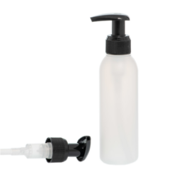 Botella 125 ml HDPE Traslúcido con Dosificador Ancho Negro (24/410) - Botellas HDPE