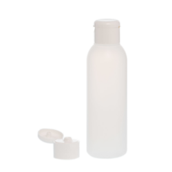 Botella 125 ml HDPE Traslúcido con Tapón Bisagra Blanco (24/410) - Botellas HDPE