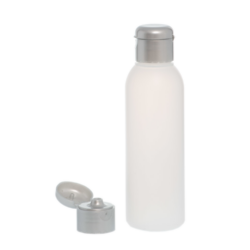 Botella 125 ml HDPE Traslúcido con Tapón Bisagra Gris Plata (24/410) - Botellas HDPE