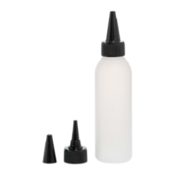 Botella 125 ml HDPE Traslúcido con Tapón Cánula Negra y Capuchón de Rosca (24/410) - Botellas HDPE