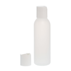 Botella 125 ml HDPE Traslúcido con Tapón Disc-Top Blanco (24/410) - Botellas HDPE