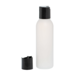 Botella 125 ml HDPE Traslúcido con Tapón Disc-Top Negro (24/410) - Botellas HDPE