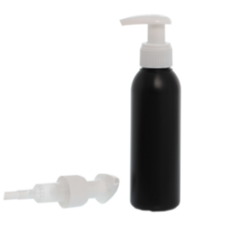 Botella 125 ml HDPE Negro con Dosificador Ancho Blanco (24/410) - Botellas HDPE