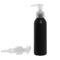 Botella 125 ml HDPE Negro con Dosificador Ancho Traslúcido (24/410) - Botellas HDPE