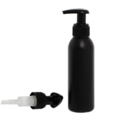 Botella 125 ml HDPE Negro con Dosificador Ancho Negro (24/410) - Botellas HDPE