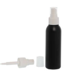 Botella 125 ml HDPE Negro con Vaporizador Blanco Invertido 360º (24/410) - Botellas HDPE