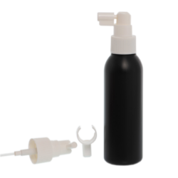 Botella 125 ml HDPE Negro con Vaporizador Trompeta Blanco (24/410) - Botellas HDPE
