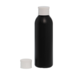 Botella-125ml-PEHD-Curvo-Negra-tapon-Rosca-Blanco