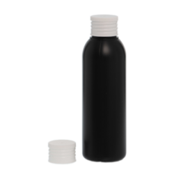 Botella 125 ml HDPE Negro con Tapón Blanco (24/410) - Botellas HDPE