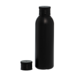 Botella 125 ml HDPE Negro con Tapón Negro (24/410) - Botellas HDPE