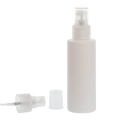 Botella 125 ml HDPE Blanco Recta con Vaporizador Traslúcido (24/410) - Botellas HDPE