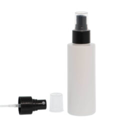 Botella 125 ml HDPE Blanco Recta con Vaporizador Negro (24/410) - Botellas HDPE