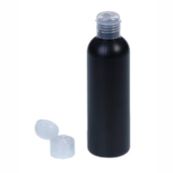 Botella 200 ml HDPE Negro con Tapón Bisagra Traslúcido (24/410) - Botellas HDPE