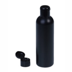 Botella 200 ml HDPE Negro con Tapón Bisagra Negro (24/410) - Botellas HDPE