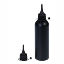 Botella 200 ml HDPE Negro con Tapón Cánula Negra y Capuchón de Presión (24/410) - Botellas HDPE