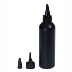 Botella 200 ml HDPE Negro con Tapón Cánula Rosca Negro (24/410) - Botellas HDPE