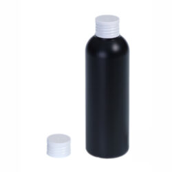 Botella 200 ml HDPE Negro con Tapón Blanco (24/410) - Botellas HDPE