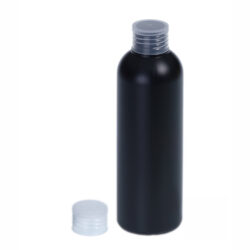 Botella 200 ml HDPE Negro con Tapón Traslúcido (24/410) - Botellas HDPE