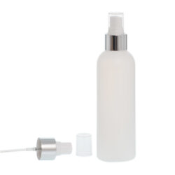 Botella 200 ml HDPE Traslúcido con Vaporizador Plata Aluminio (24/410) - Botellas HDPE