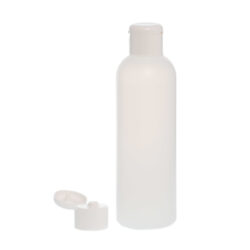 Botella 200 ml HDPE Traslúcido con Tapón Bisagra Blanco (24/410) - Botellas HDPE