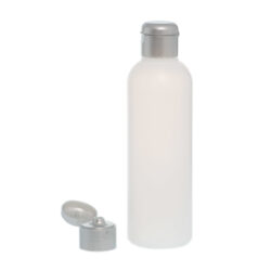 Botella 200 ml HDPE Traslúcido con Tapón Bisagra Gris Plata (24/410) - Botellas HDPE