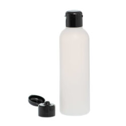Botella 200 ml HDPE Traslúcido con Tapón Bisagra Negro (24/410) - Botellas HDPE