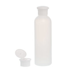 Botella 200 ml HDPE Traslúcido con Tapón Bisagra Seta Blanco (24/410) - Botellas HDPE