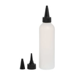 Botella 200 ml HDPE Traslúcido con Tapón Cánula Negro y Capuchón (24/410) - Botellas HDPE