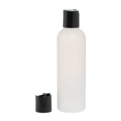 Botella 200 ml HDPE Traslúcido con Tapón Disc-Top Negro (24/410) - Botellas HDPE