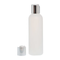 Botella 200 ml HDPE Traslúcido con Tapón Disc-Top Plata Aluminio (24/410) - Botellas HDPE