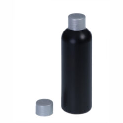 Botella 200 ml HDPE Negro con Tapón Gris Plata (24/410) - Botellas HDPE