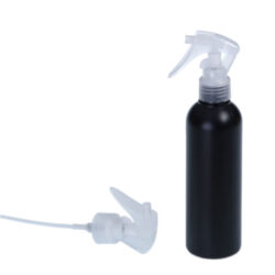 Botella 200 ml HDPE Negro con Pistola Spray Trigger Traslúcido (24/410) - Botellas HDPE