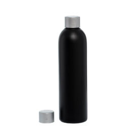 Botella 250 ml HDPE Negro con Tapón Gris Plata (24/410) - Botellas HDPE