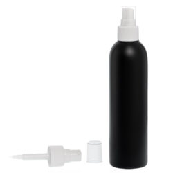 Botella 250 ml HDPE Negro con Vaporizador Blanco Invertido 360º (24/410) - Botellas HDPE