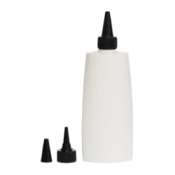 Botella Oval 250 ml HDPE Blanca con Cánula Negro de rosca (24/410) - Botellas HDPE