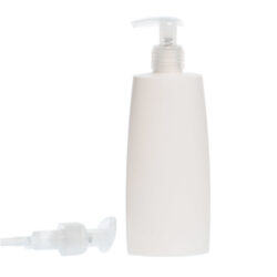 Botella Oval 250 ml HDPE Blanca Dosificador Traslúcido (24/410) - Botellas HDPE