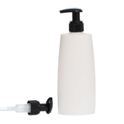 Botella Oval 250 ml HDPE Blanca Dosificador Negro (24/410) - Botellas HDPE