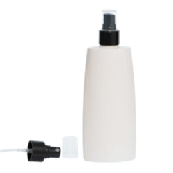 Botella Oval 250 ml HDPE Blanca con Spray negro (24/410) - Botellas HDPE