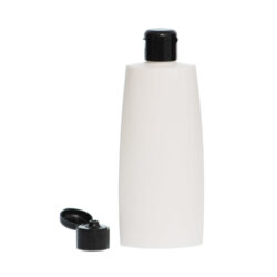 Botella Oval 250 ml HDPE Blanca con Tapón Bisagra negro (24/410) - Botellas HDPE
