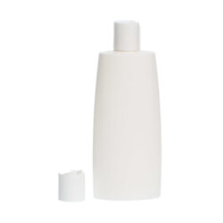 Botella Oval 250 ml HDPE Blanca con Tapón Disc Top Blanco (24/410) - Botellas HDPE