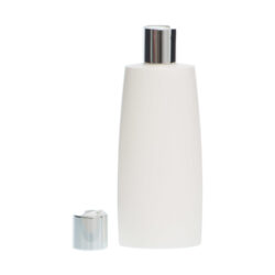 Botella Oval 250 ml HDPE Blanca con Tapón Disc Top Funda Aluminio (24/410) - Botellas HDPE