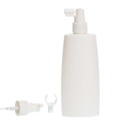 Botella Oval 250 ml HDPE Blanca con Spray Trompeta Blanco (24/410) - Botellas HDPE